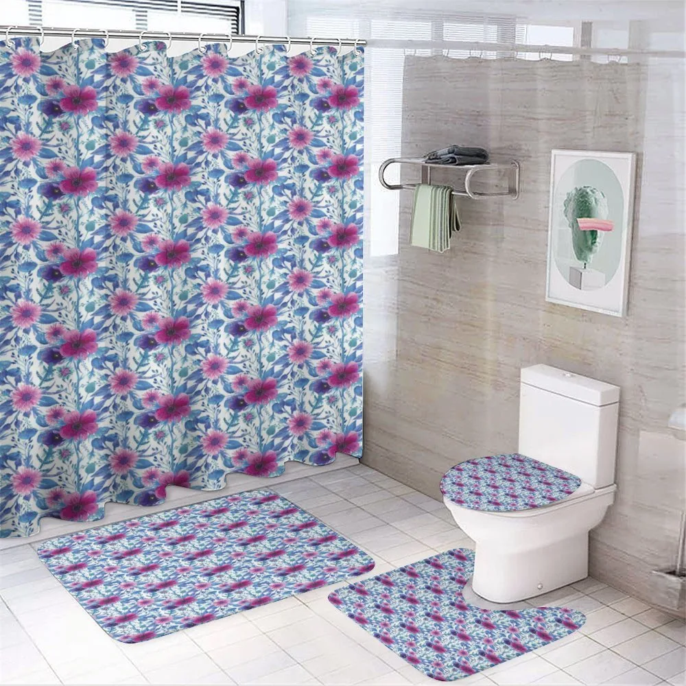 Watercolor Nosegay Flowers — 4-Piece Bathroom Set preview