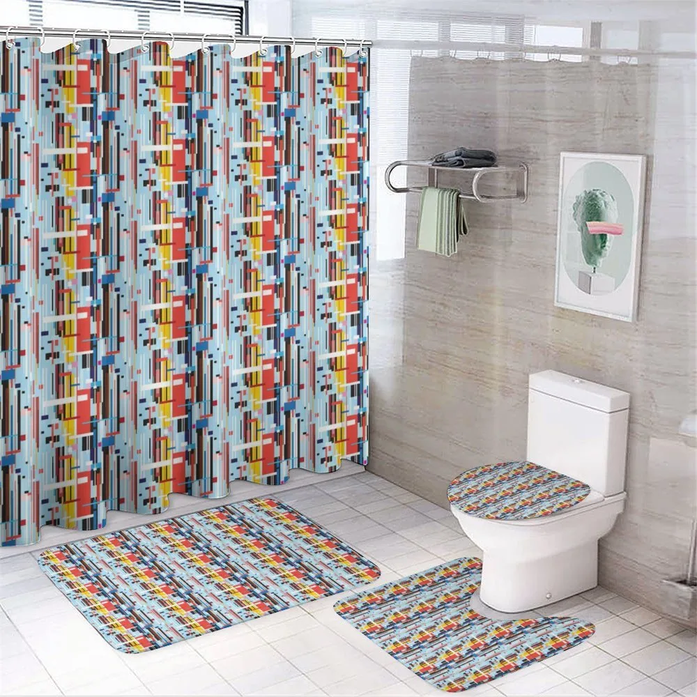 Colorful Digital Stripes — 4-Piece Bathroom Set preview