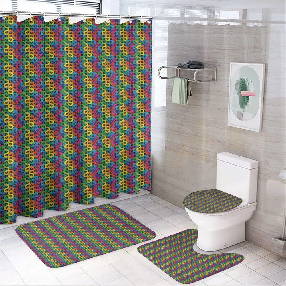 Colorful Twisted Lines — 4-Piece Bathroom Set preview