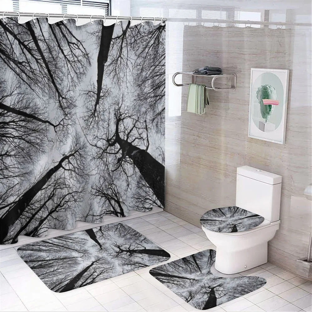 Dark Winter Forest Tree — 4-Piece Bathroom Set preview