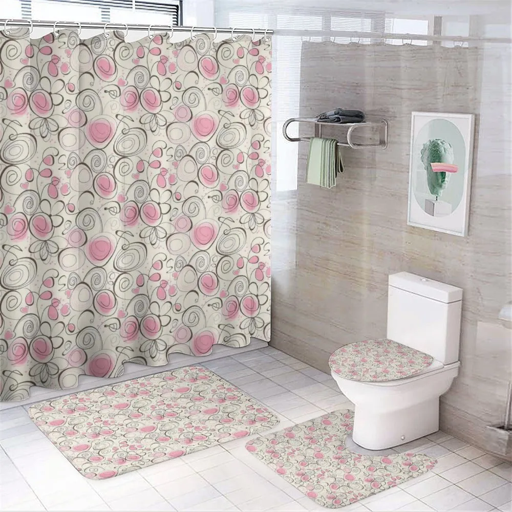 Doodle Swirls and Hearts — 4-Piece Bathroom Set preview