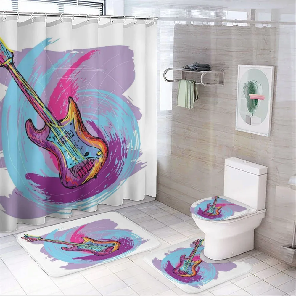 Hand Drawn Guitar Grunge — 4-Piece Bathroom Set preview