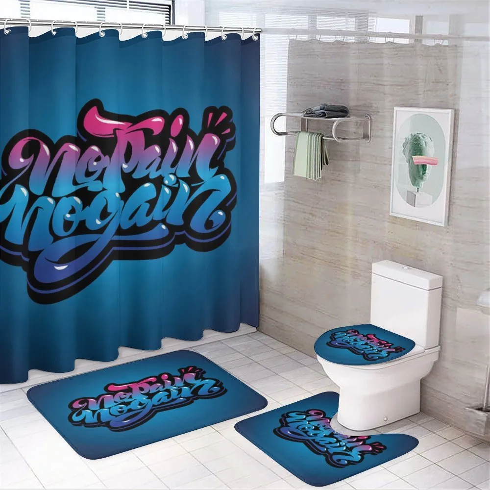 No Pain No Gain Words 4-Piece Bathroom Set product video