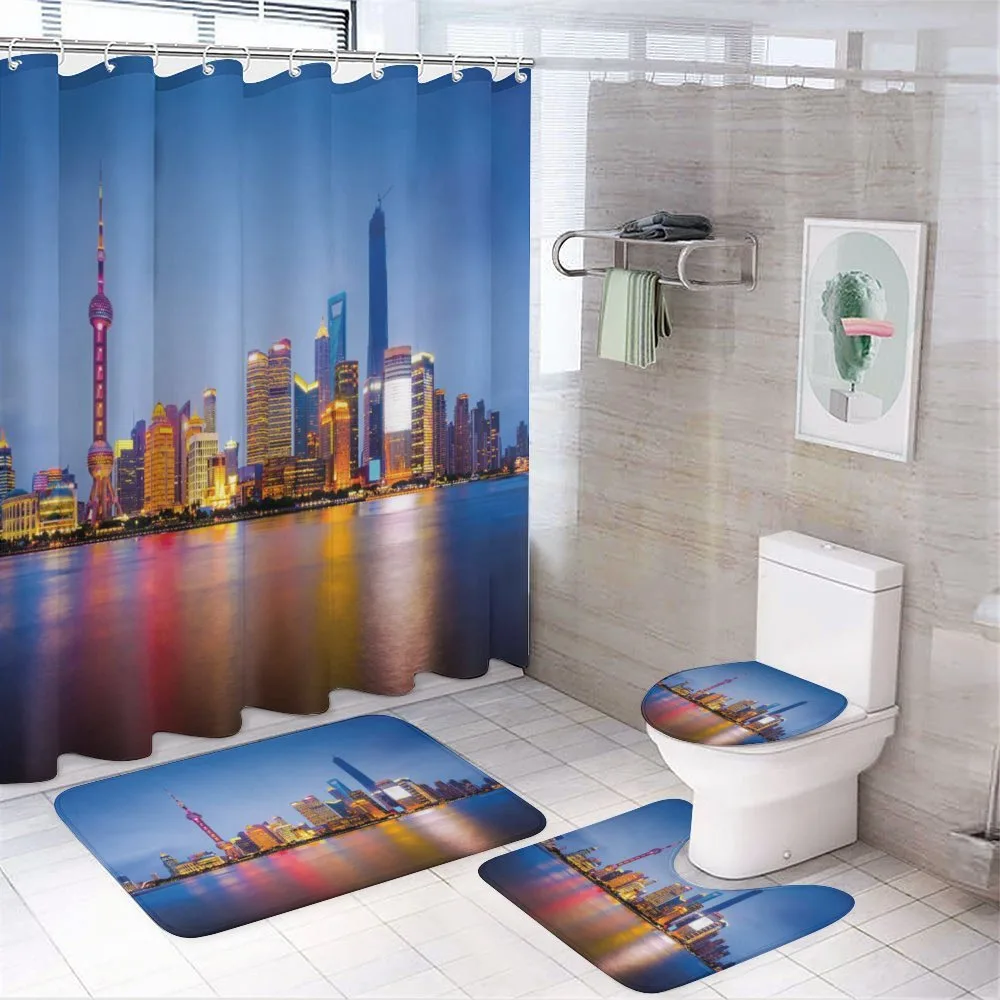 Shanghai City Skyline — 4-Piece Bathroom Set preview