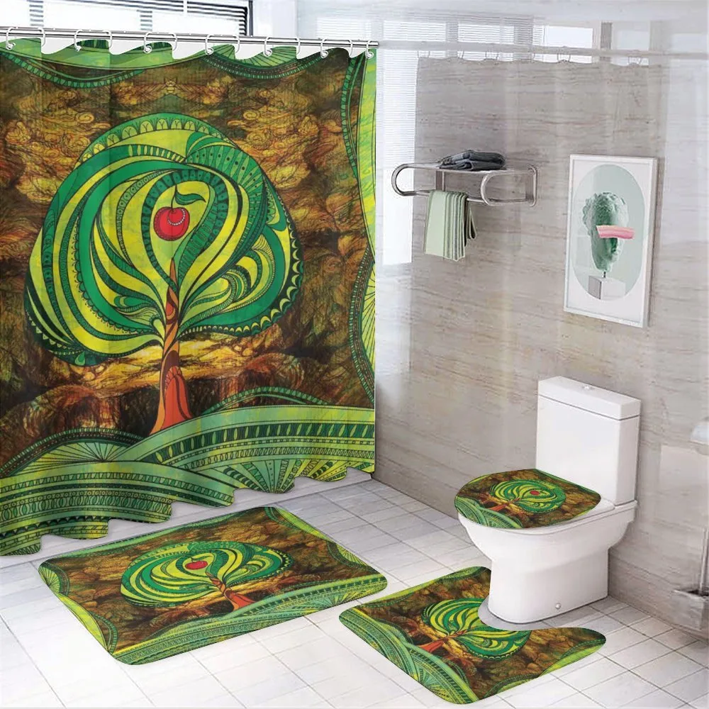 Vivid Apple Tree Lines 4-Piece Bathroom Set product video