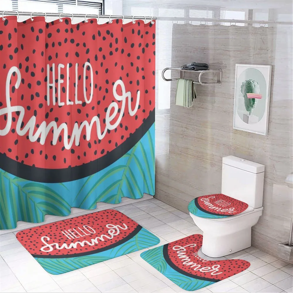 Watermelon Jungle Leaf — 4-Piece Bathroom Set preview