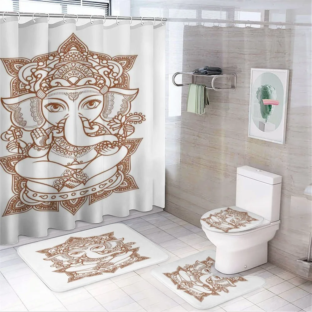 Asian Figure Symbol Boho — 4-Piece Bathroom Set preview
