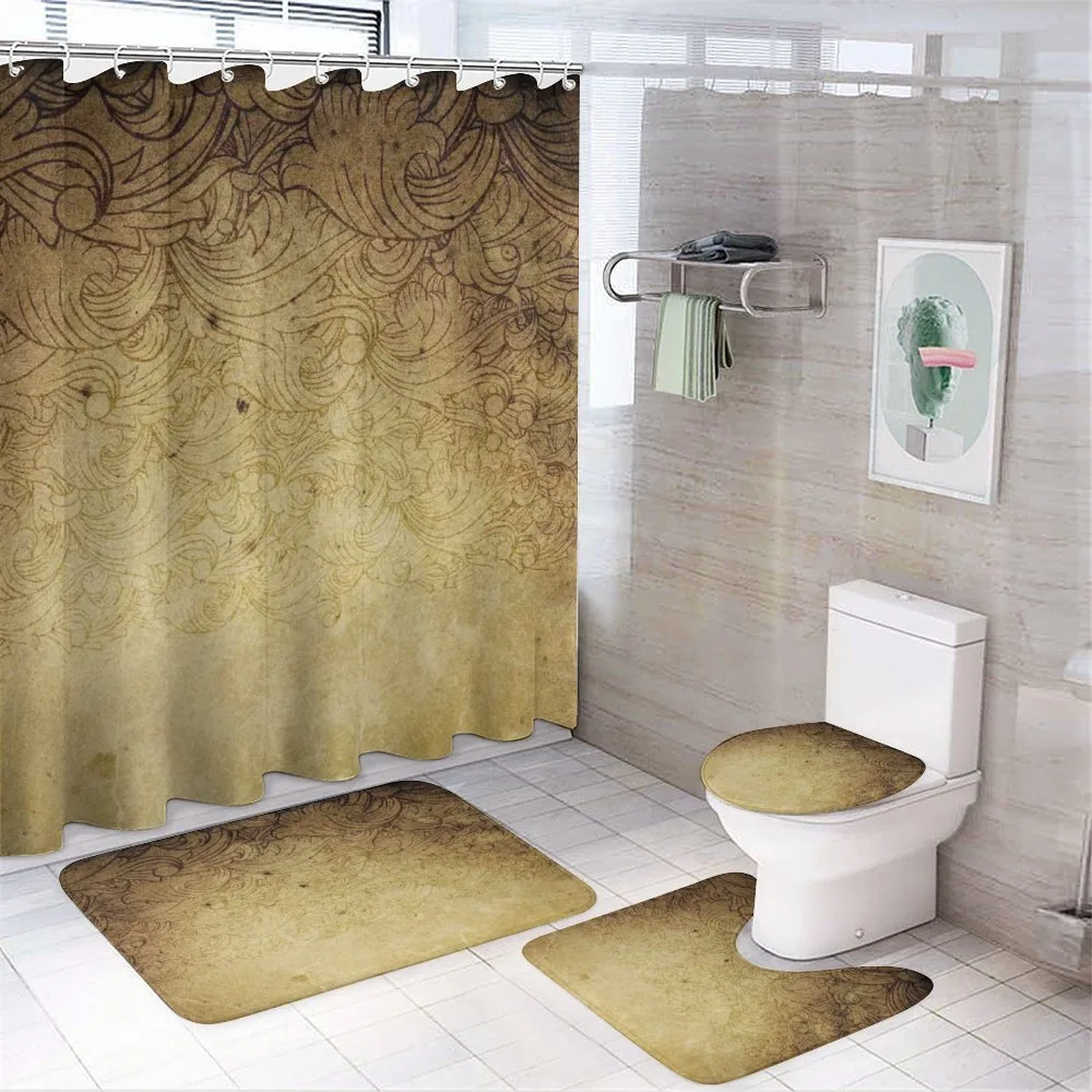 Brown Floral Ornaments — 4-Piece Bathroom Set preview