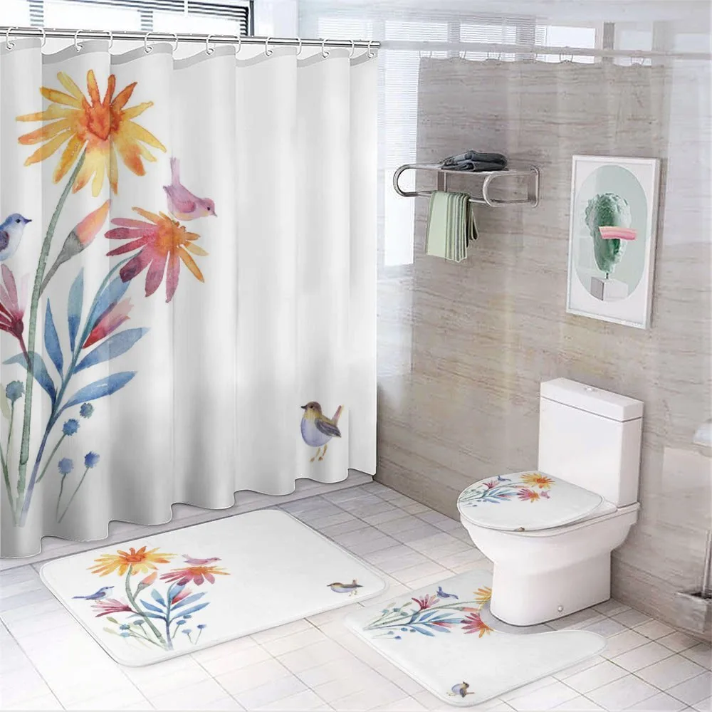 Flower Brush Effect — 4-Piece Bathroom Set preview
