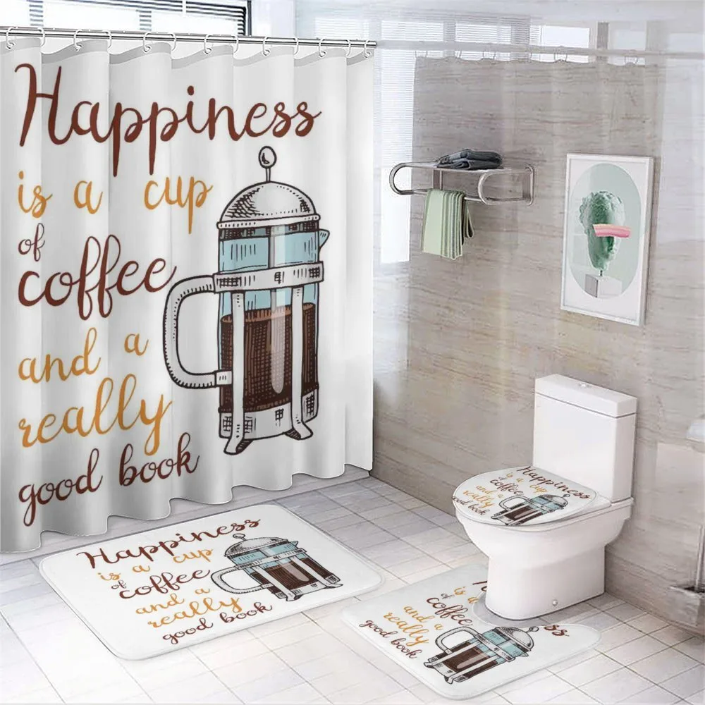 French Press and Words — 4-Piece Bathroom Set preview