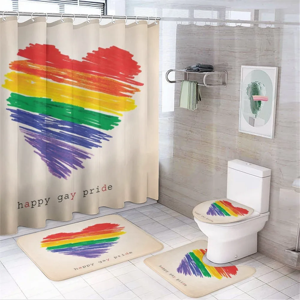Happy Gay Pride Rainbow Heart — 4-Piece Bathroom Set preview