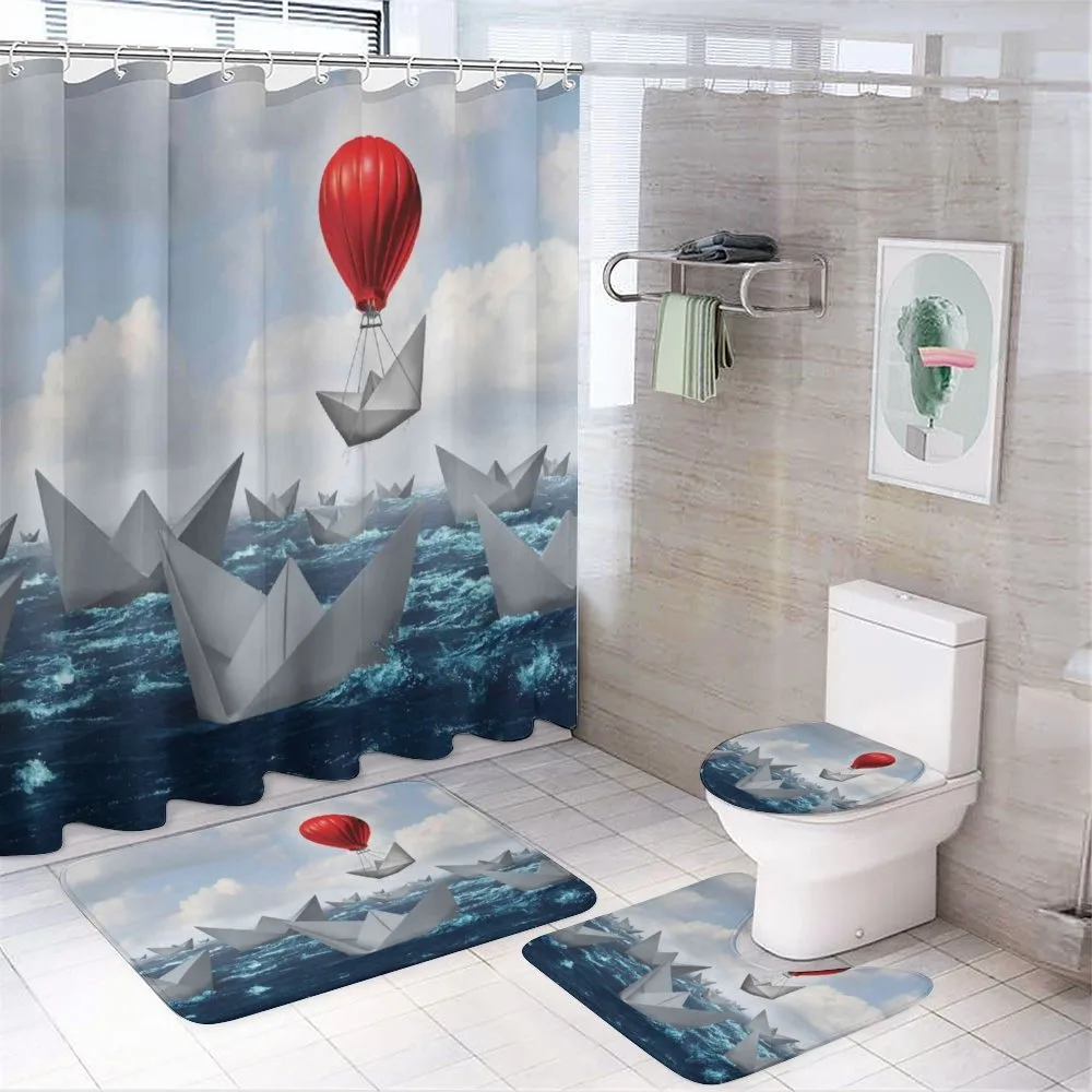 Paper Boats and Balloon — 4-Piece Bathroom Set preview