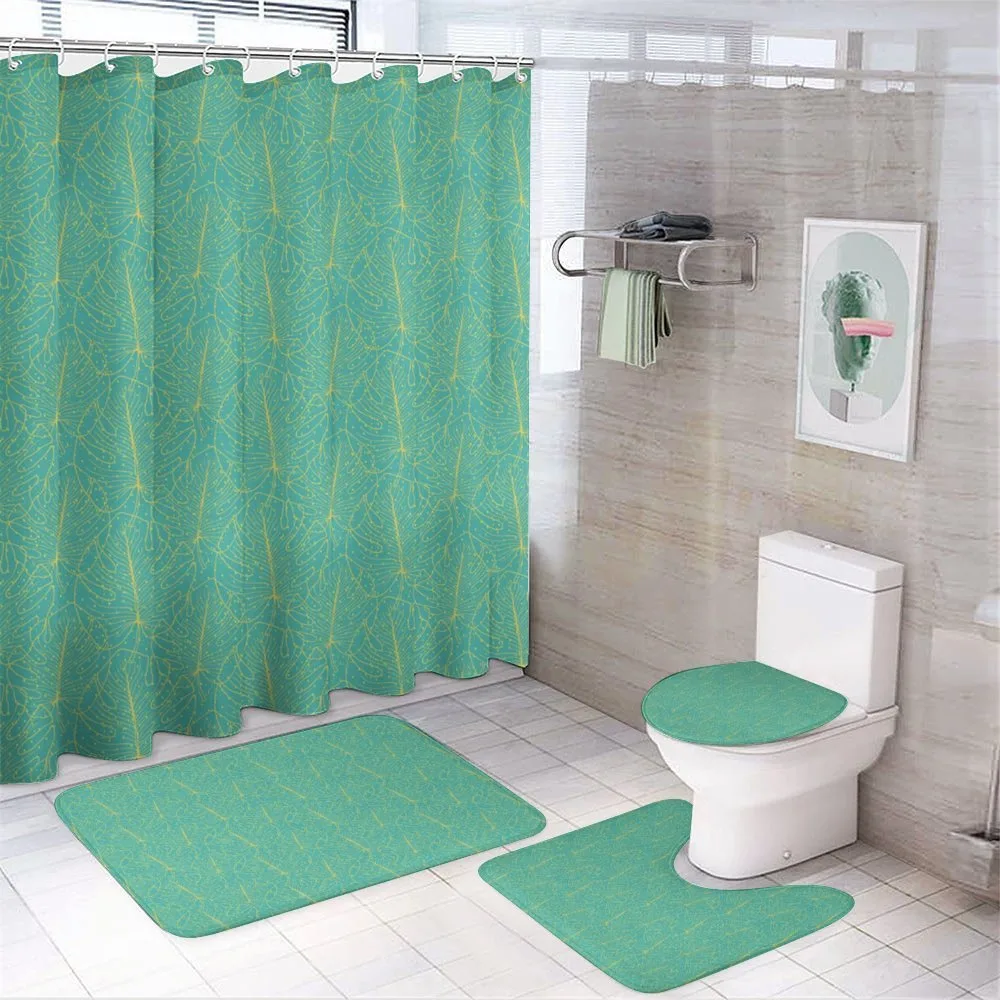 Tropical Monstera and Spots — 4-Piece Bathroom Set preview