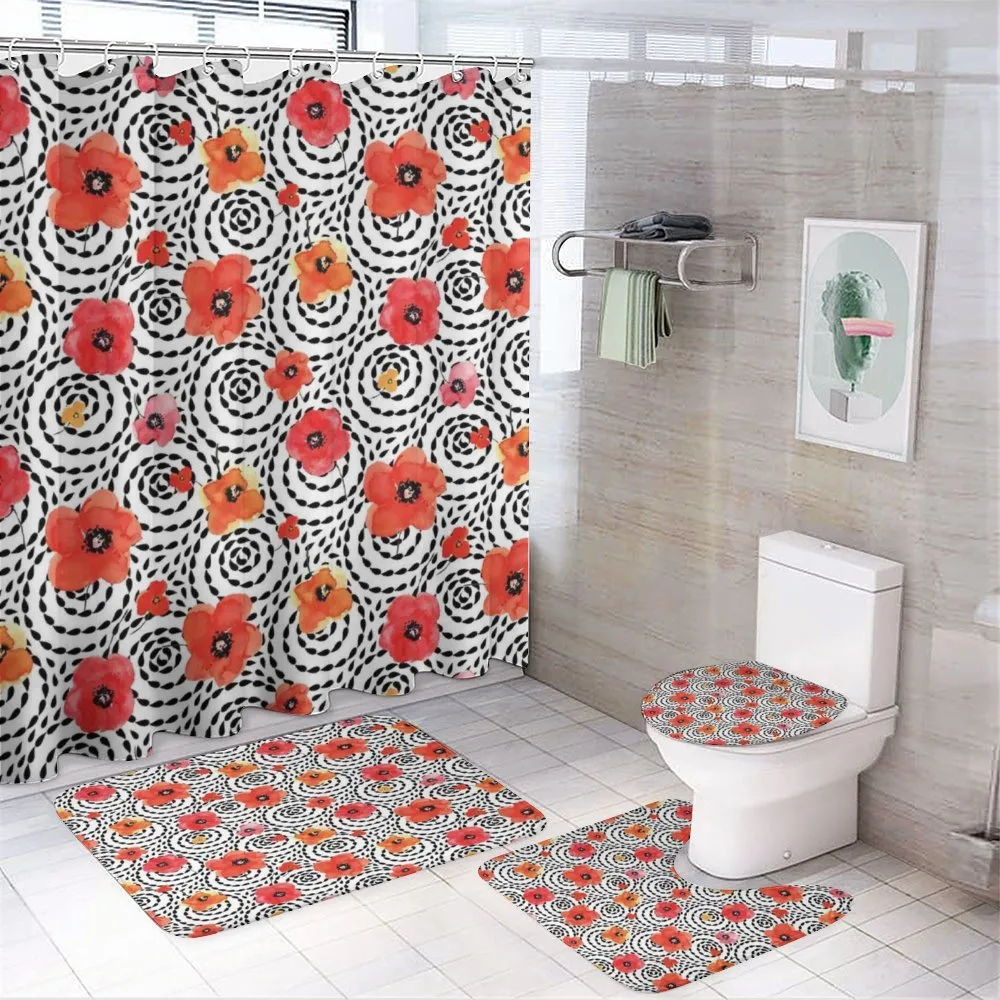 Watercolor Petals Spirals — 4-Piece Bathroom Set preview