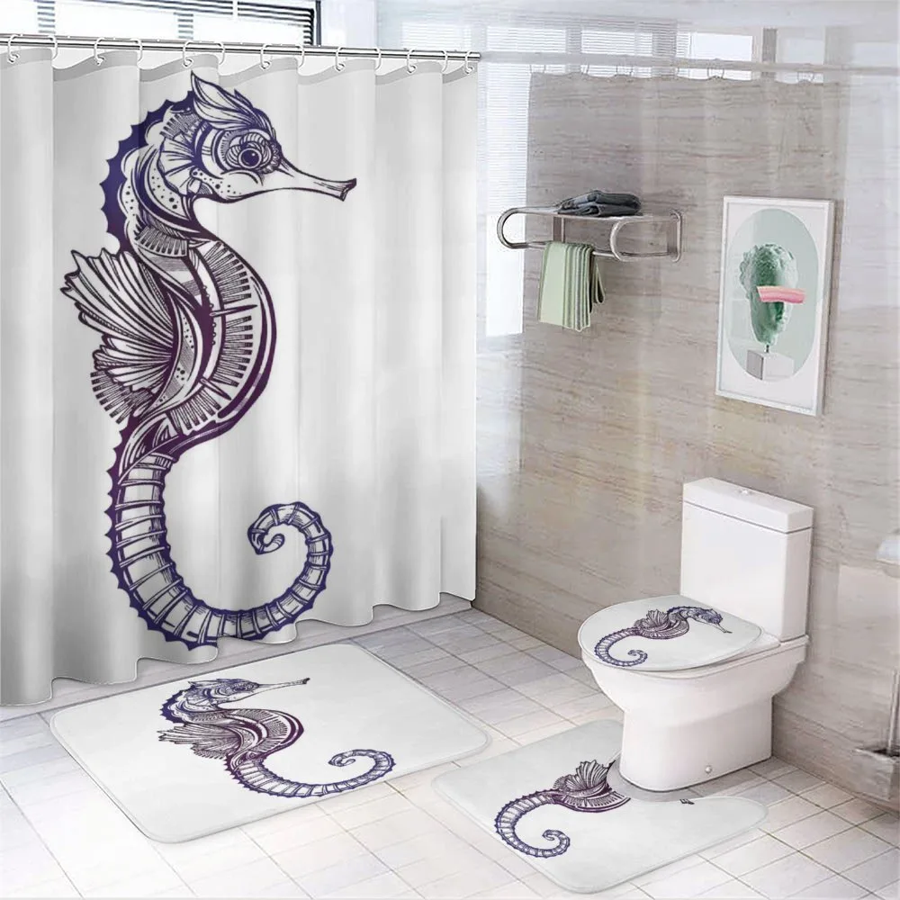 Boho Seahorse Tattoo — 4-Piece Bathroom Set preview