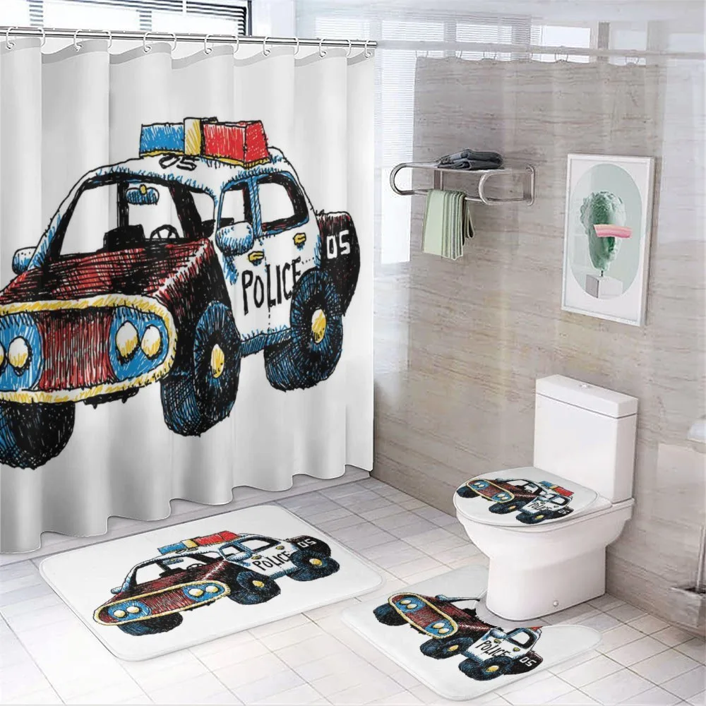 Sketchy Police Car — 4-Piece Bathroom Set preview