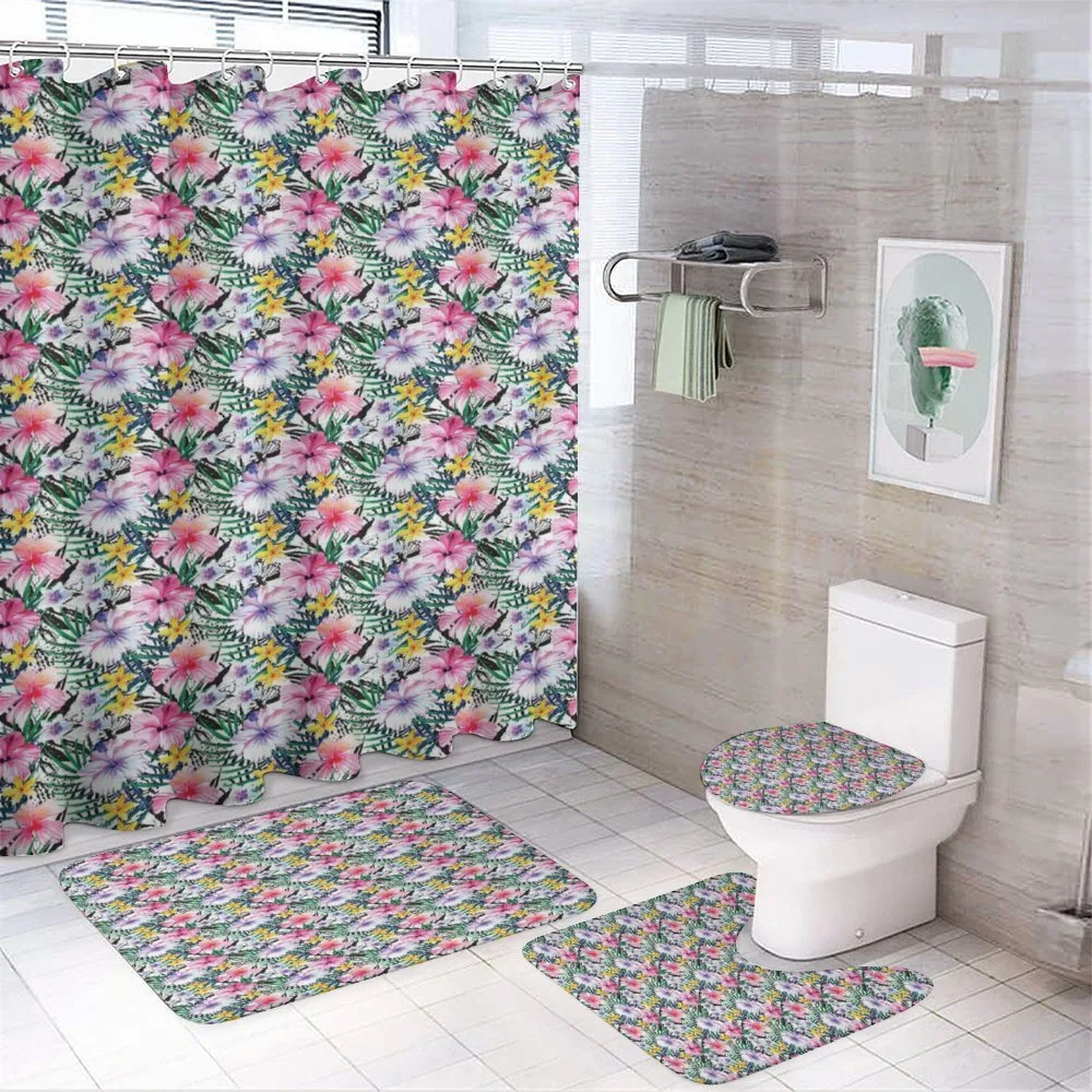 Tropic Hibiscus Plumeria — 4-Piece Bathroom Set preview