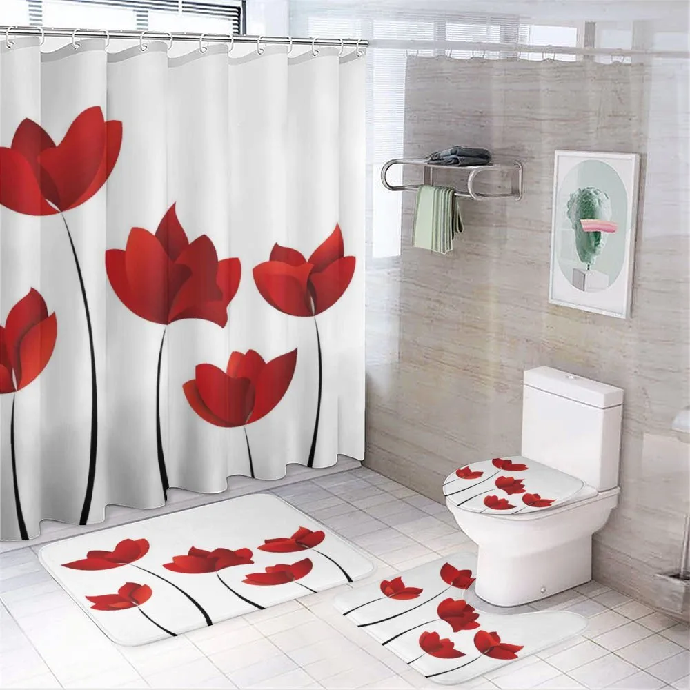Vivid Rose Flower Petal 4-Piece Bathroom Set product video