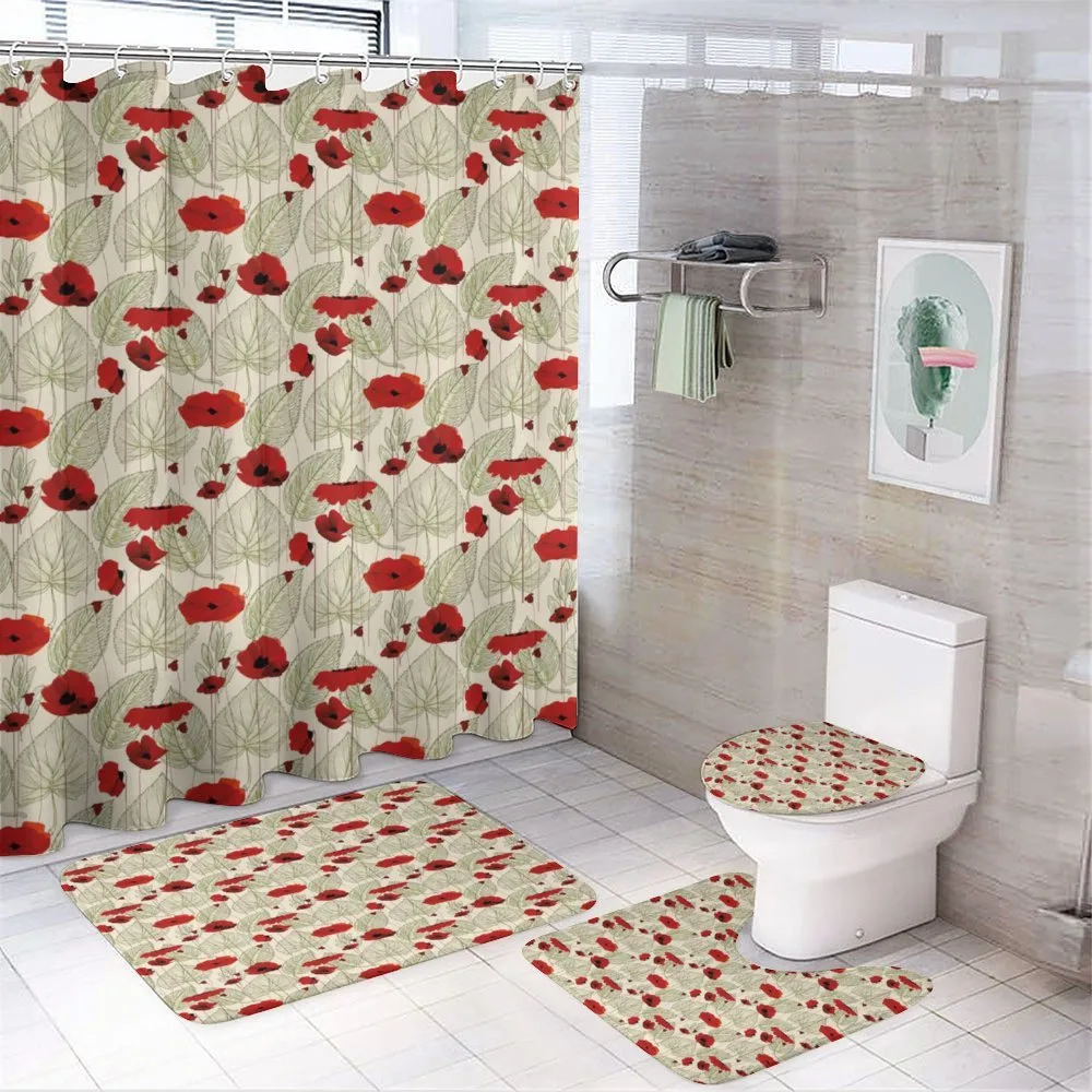 Sketch Leaves Rural Flora — 4-Piece Bathroom Set preview