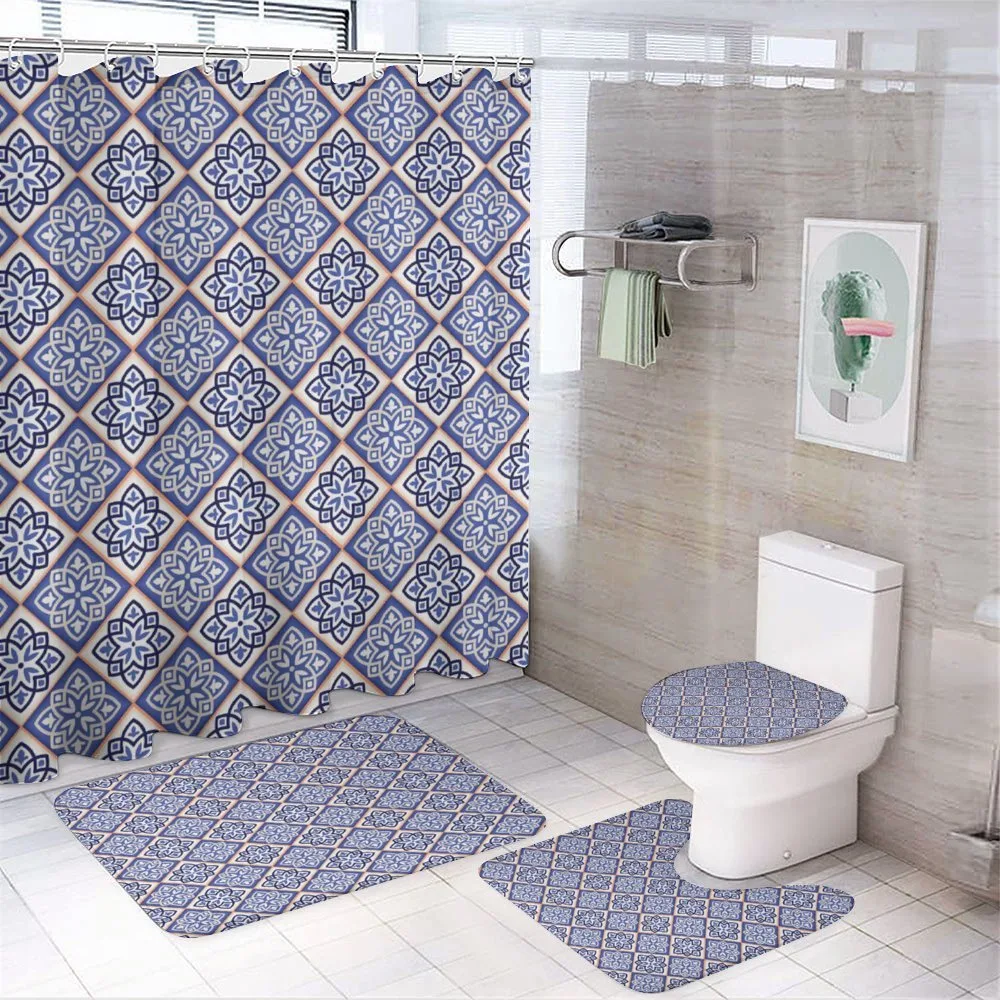Vintage Floral Rhombuses — 4-Piece Bathroom Set preview