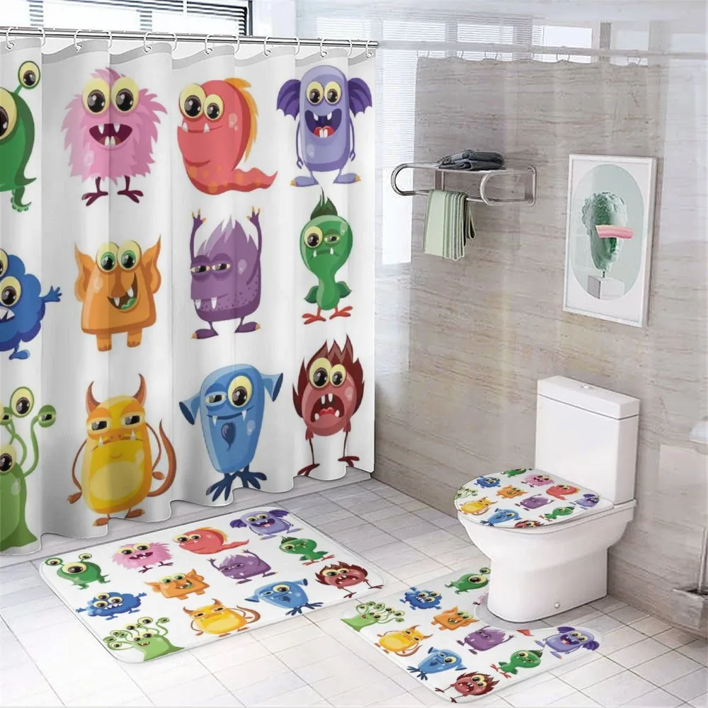 Cartoon Aliens Monsters — 4-Piece Bathroom Set preview