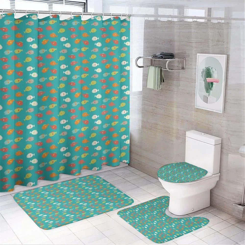 Doodle Style Cartoon Animals — 4-Piece Bathroom Set preview