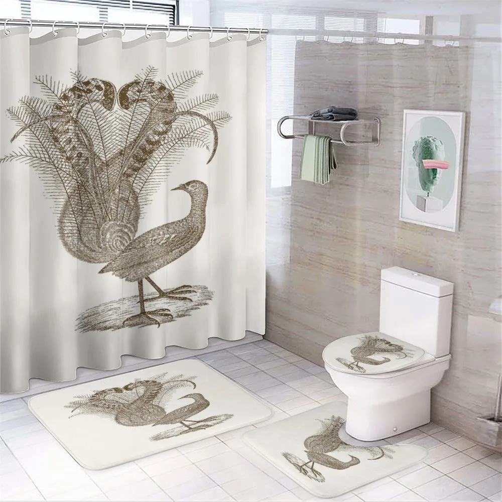 Hand Drawn Lyrebird Sketch — 4-Piece Bathroom Set preview