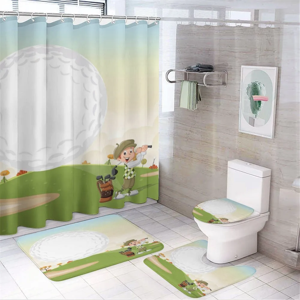 Little Boy Hitting the Ball 4-Piece Bathroom Set product video
