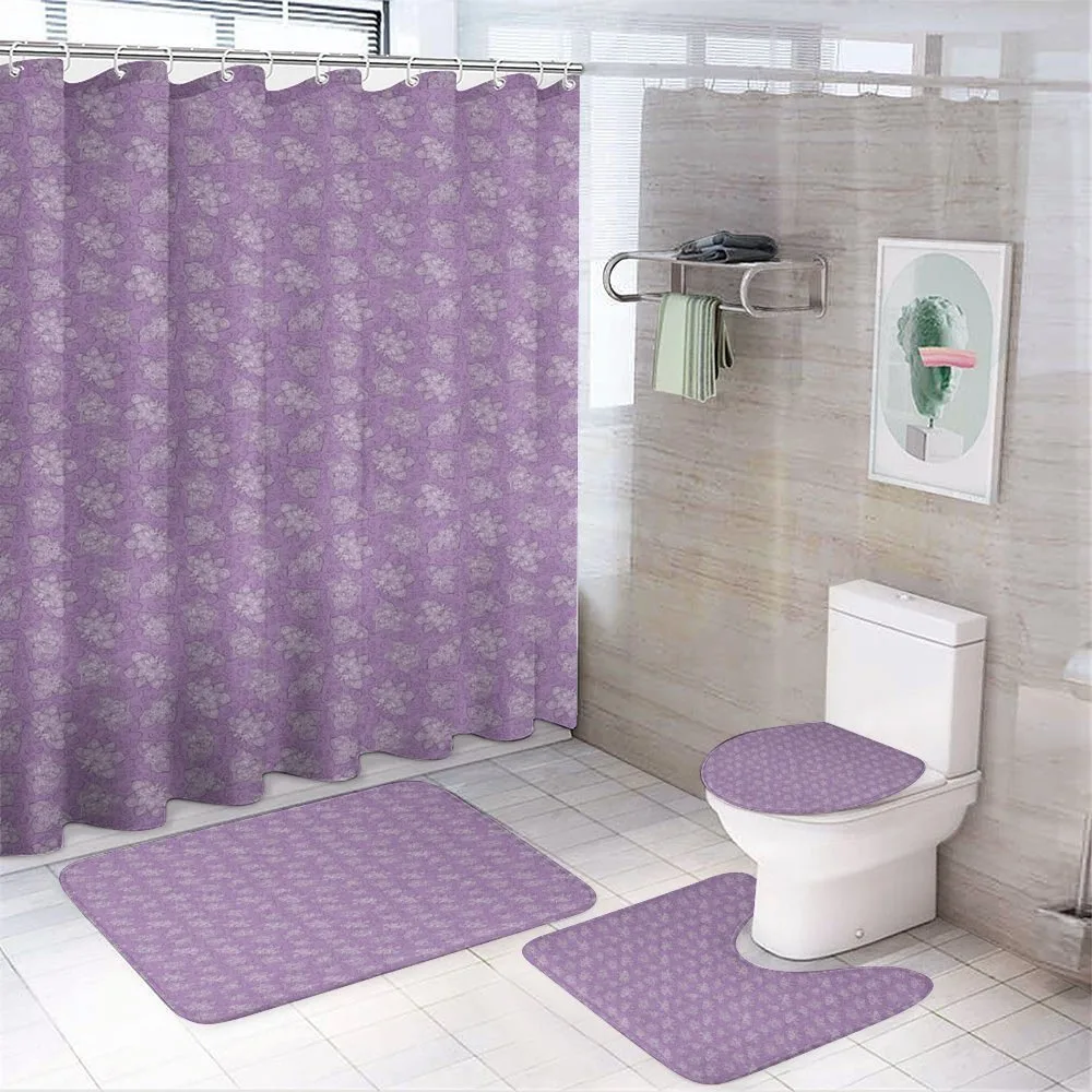 Pastel Zentangle Flowers Art — 4-Piece Bathroom Set preview