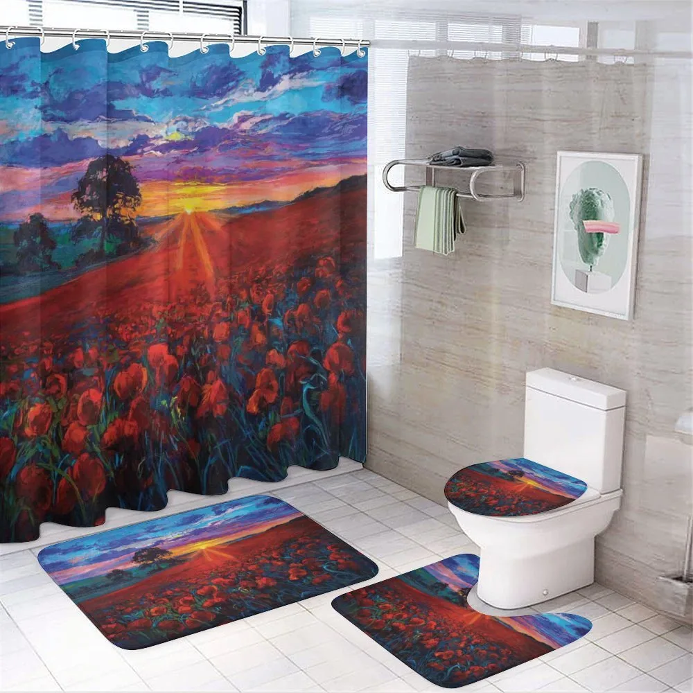 Poppy Flower Garden — 4-Piece Bathroom Set preview