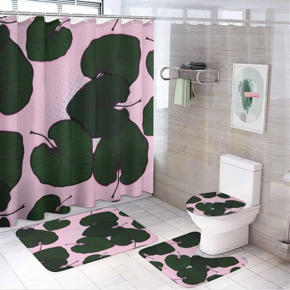 Tropical Foliage on Pink — 4-Piece Bathroom Set preview