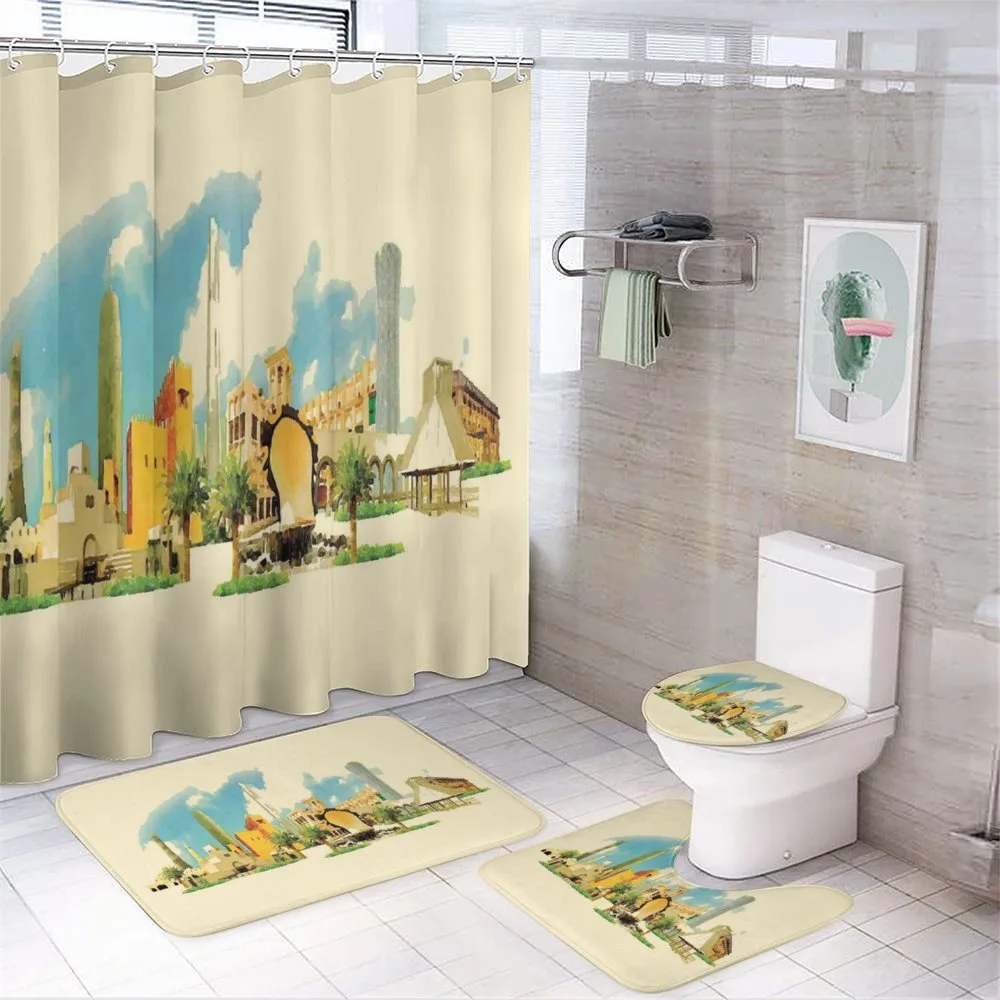 Doha Watercolor Panorama — 4-Piece Bathroom Set preview