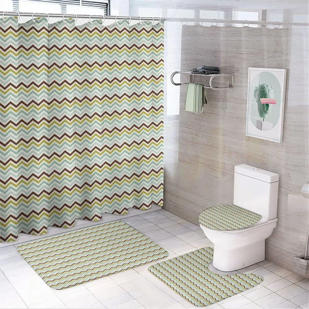 Pixel Shaped Zigzag — 4-Piece Bathroom Set preview