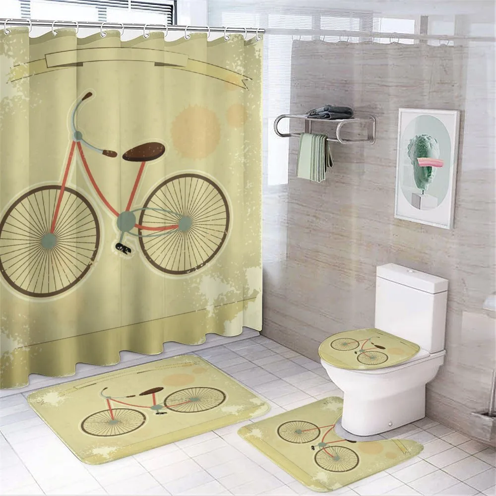 Postcard of Retro Bike — 4-Piece Bathroom Set preview