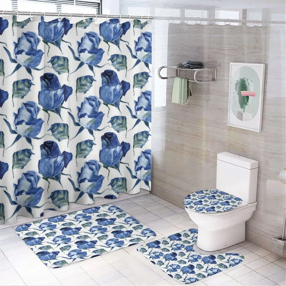 Roses with Leaves — 4-Piece Bathroom Set preview