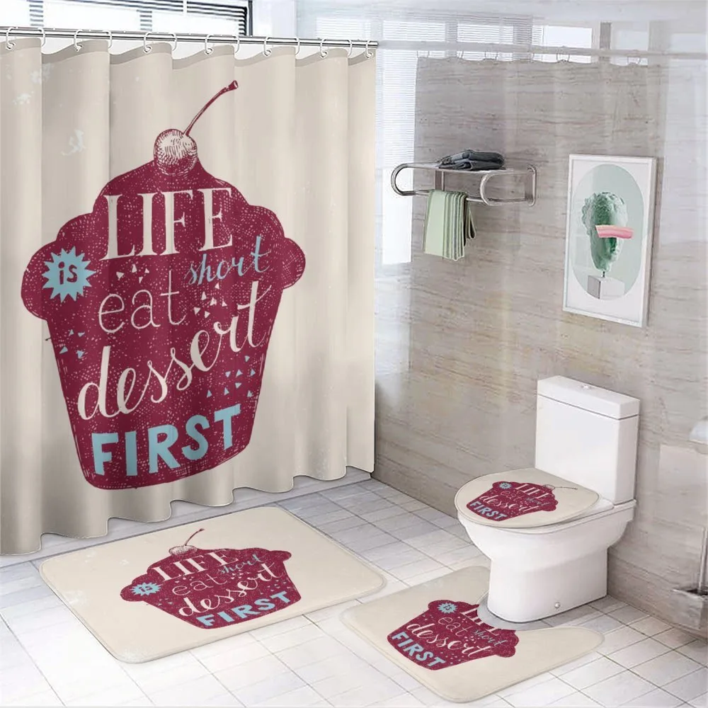 Sketchy Cherry Top Cupcake — 4-Piece Bathroom Set preview