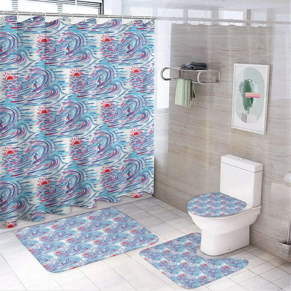 Surf Theme Watercolor — 4-Piece Bathroom Set preview