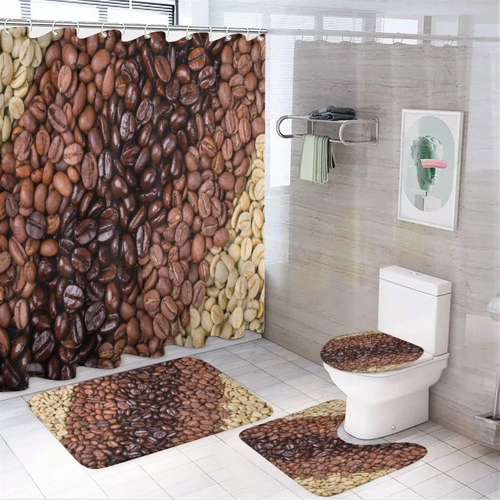 Coffee Beans Stripes — 4-Piece Bathroom Set preview