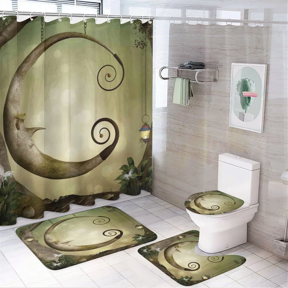 Hanging Wooden Crescent — 4-Piece Bathroom Set preview
