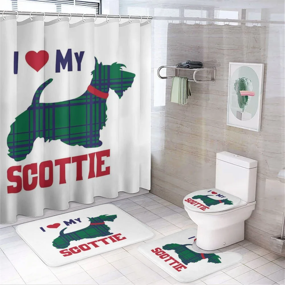 I Heart My Scottie Text — 4-Piece Bathroom Set preview