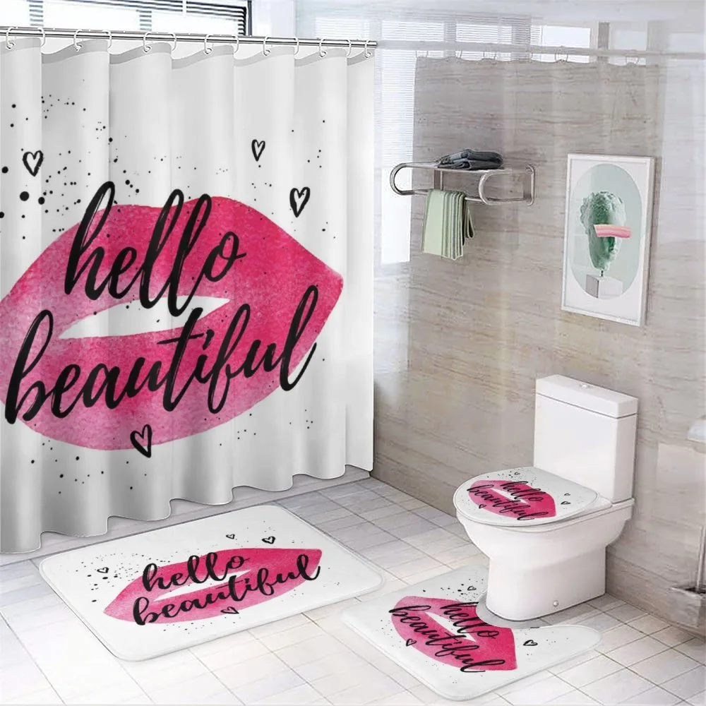 Lip Shape Phrase of Love — 4-Piece Bathroom Set preview