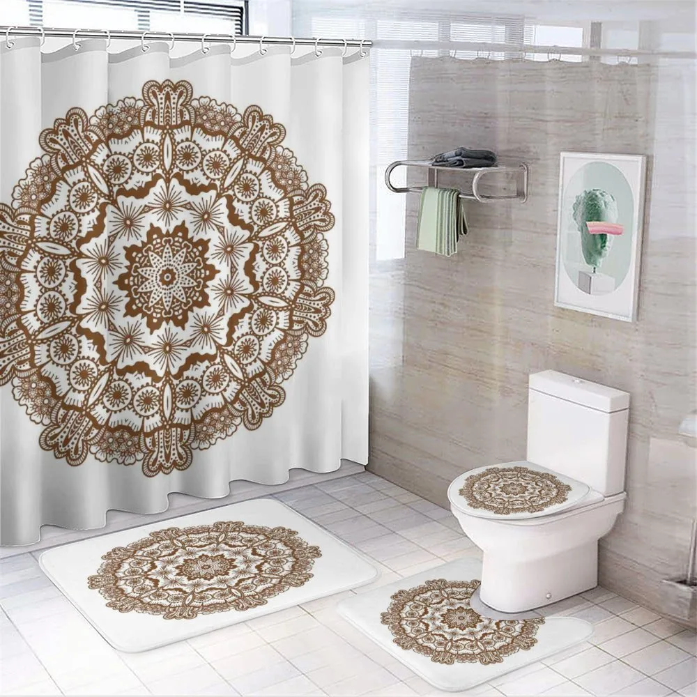 Monochrome Circles Ornate — 4-Piece Bathroom Set preview