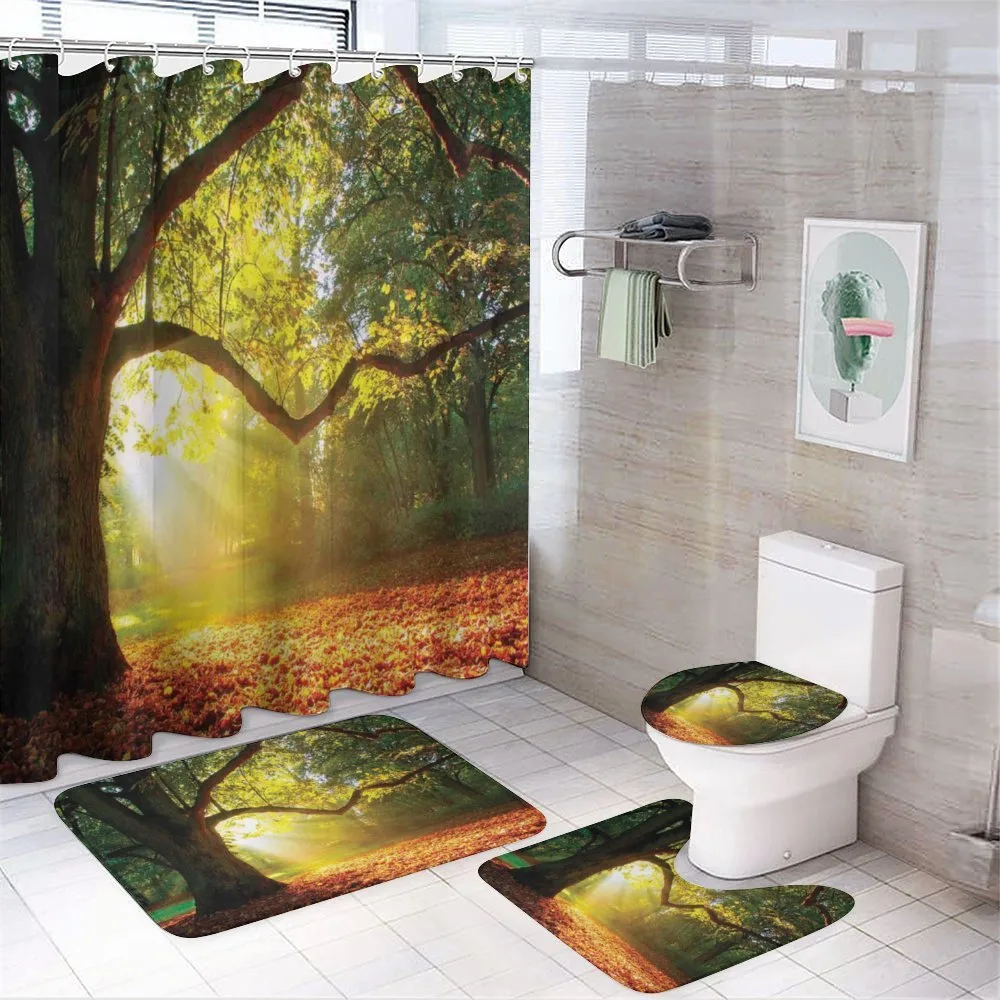 Oak Autumn Leaves Hazy — 4-Piece Bathroom Set preview