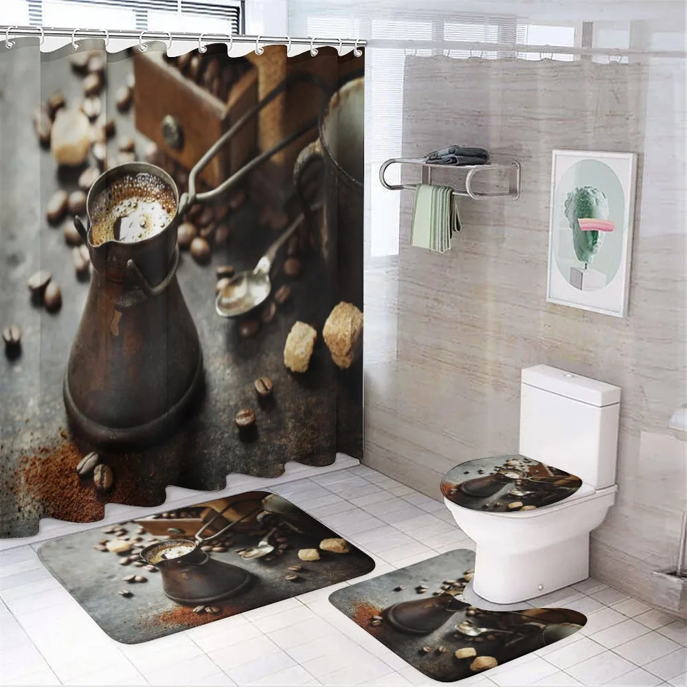 Old Coffee Pot and Mill — 4-Piece Bathroom Set preview
