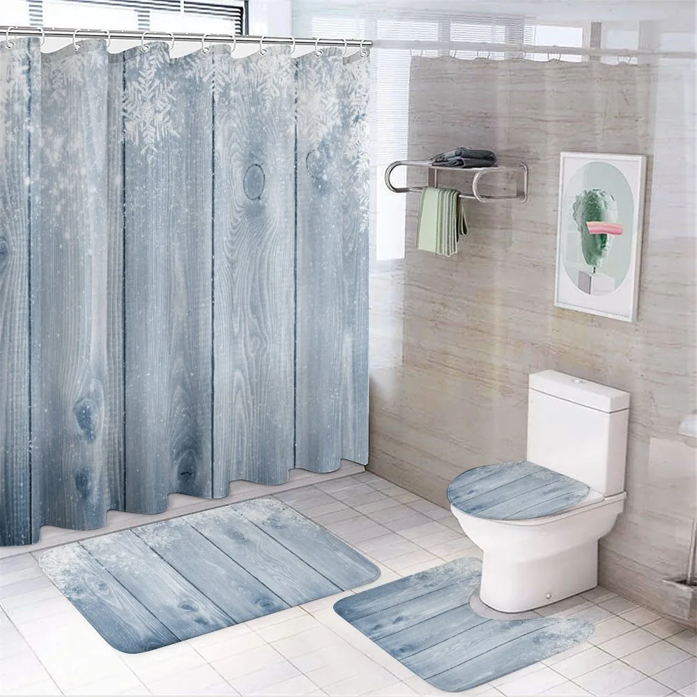 Snowflakes Rustic Retro — 4-Piece Bathroom Set preview
