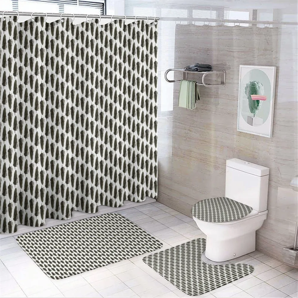 Watercolor Crow Feathers 4-Piece Bathroom Set product video