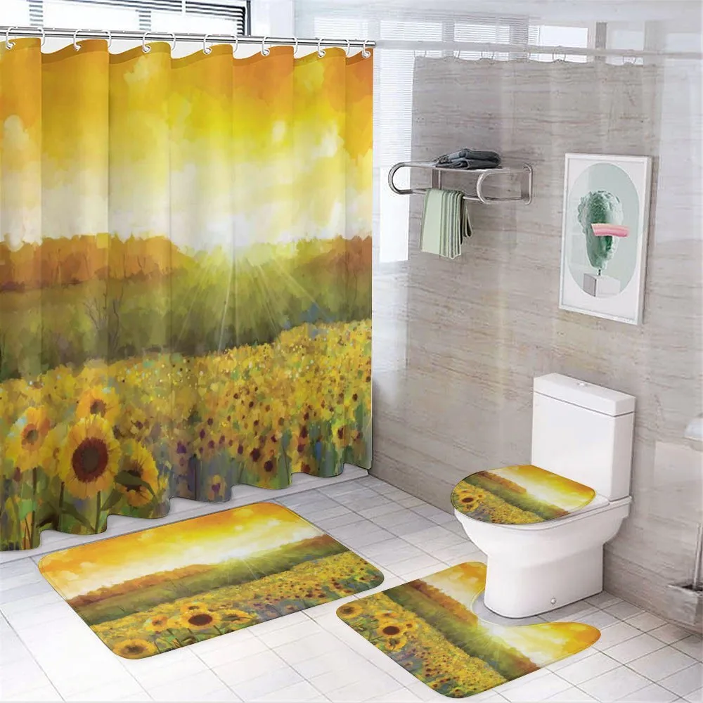 Golden Sunflower Field — 4-Piece Bathroom Set preview