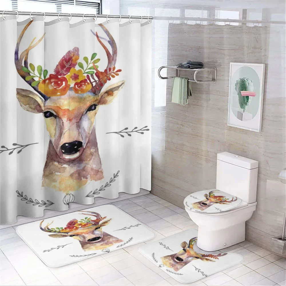 Watercolor Deer Rustic — 4-Piece Bathroom Set preview
