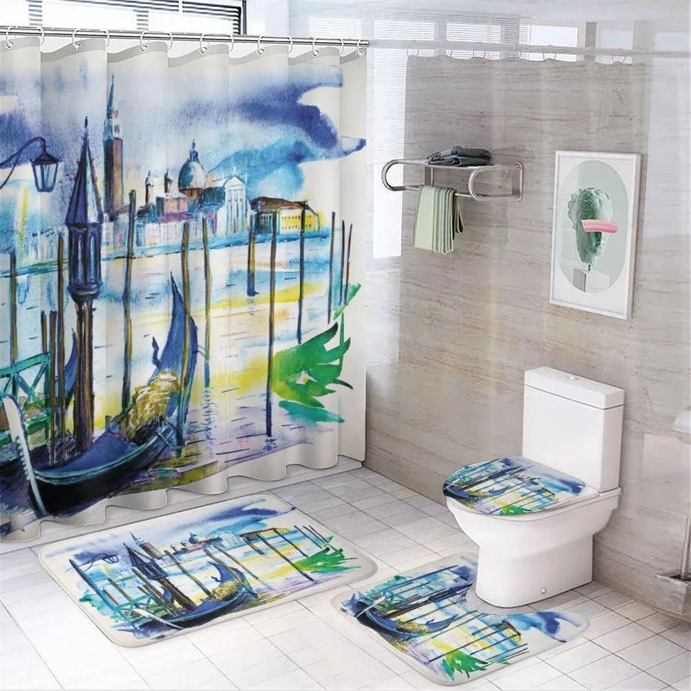 Boat in Venice Italy — 4-Piece Bathroom Set preview