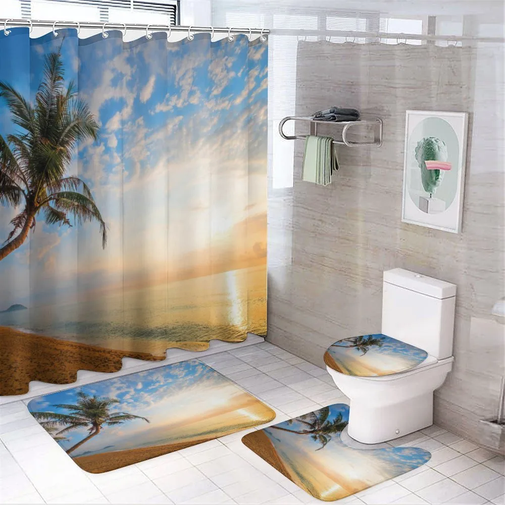 Exotic Sandy Beach Palm Tree — 4-Piece Bathroom Set preview